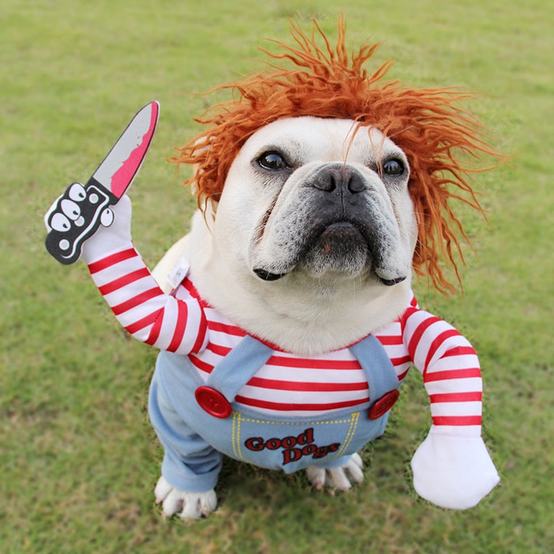 Funny Halloween Scary Chucky Horseman Adjustable Pet Dog Cat Dressup Costume