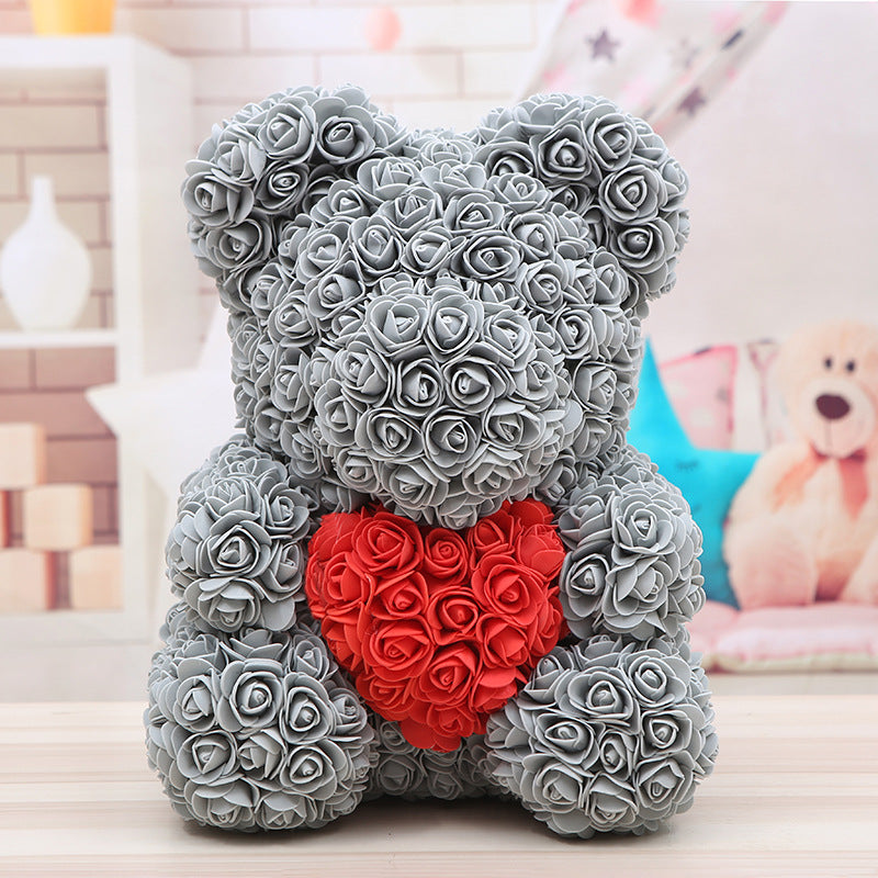 Unique Handmade Floral Multi Color Rose Bears with Heart for Mother's Day Gift