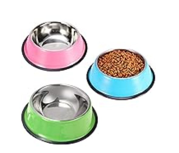 8 Pcs Stainless Steel Dog Bowl 7 oz Stackable Pet Food Water Bowl with Rubber Base Non-Slip Pet Dishes Metal Dog Bowls