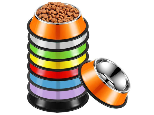 8 Pcs Stainless Steel Dog Bowl 7 oz Stackable Pet Food Water Bowl with Rubber Base Non-Slip Pet Dishes Metal Dog Bowls