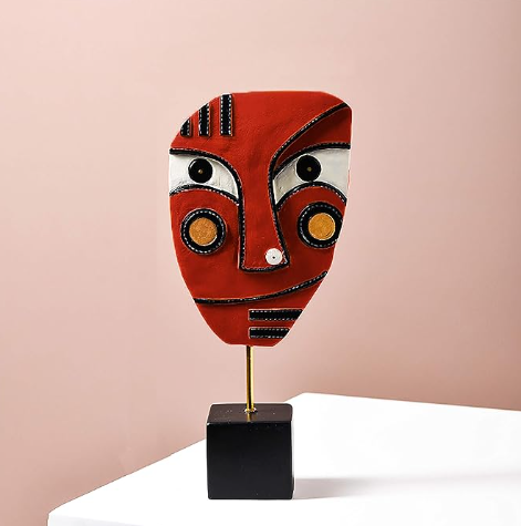 Handcrafted Modern African Tribal Resin Abstract Sculpture for Home Decor