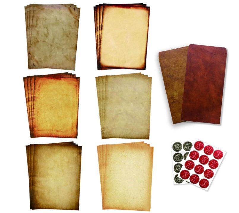 Antique Vintage Stationary Eco-Friendly Printable Writeable Craft Paper with Envelopes Assorted Set Packs