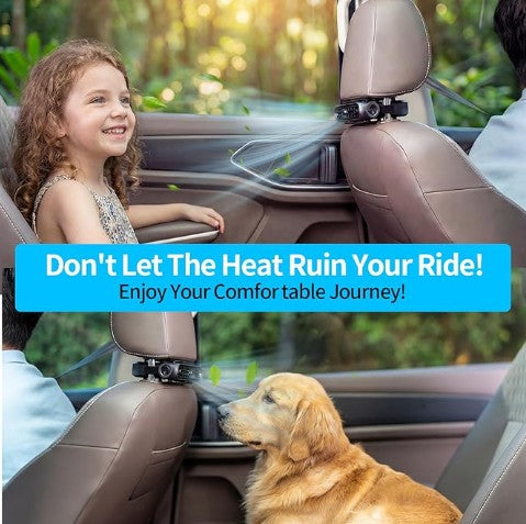 2026 Car Headrest Fan, Invisible Car Seat Cooling Fan, USB Backseat Fan Portable Vehicle Design with 3 Adjustable Wind Speeds for Most Cars Vehicle Jeep Van RV Truck