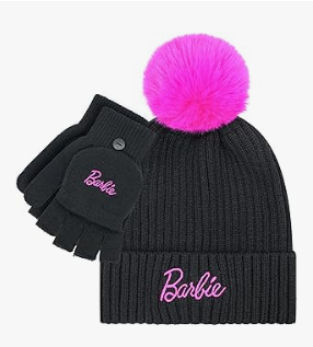 Barbie Multi Color Letter Embroidered Adjustable Baseball Caps and Soft Warm Winter Beanie Hats for Cold Seasons