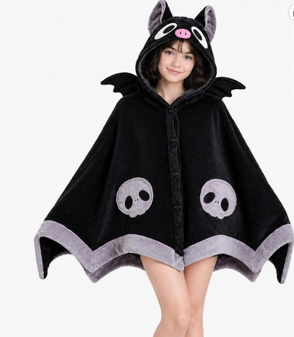 Wearable Hooded Animal Bigfoot Bat Pumpkin Ghost Black Cat Sloth Lama Penguin Design Blanket for Halloween Costumes Cosplay Adults Kids Soft Warm Fleece Sherpa Hoodie Throw Winter Linen Fleece Cozy Plush Animal Cape for Birthday  Holidays