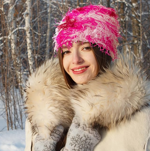 Unisex Distressed Balaclava Winter Knitted Beanie Hat