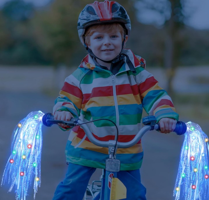 LED Waterproof Rechargeable USB Bike Bicycle Wheel Spoke Handlebar Tassell Lights for Decoration Safety Strip Light with 7 Colors Kids Adult- 2 Pack