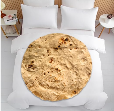 Tortilla Double Sided Print Round Blanket Plush Soft Throw for Bedspread Sofa Couch