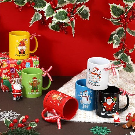 Christmas Cups Elf Santa Shoe Snowman GRINCH Resting Grinch Face Heat Reactive Color Changing Tea Coffee Mug Cup 12-20 Oz.