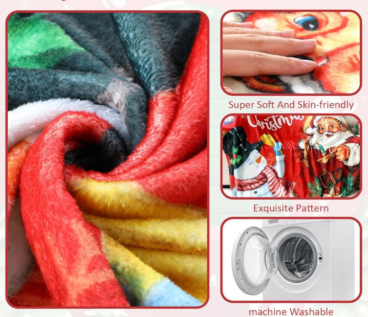 Santa Blanket Christmas Wearable Throw Blanket Adult Oversize Hoodie Flannel Wrap Christmas Throw Gift for Women Men