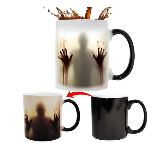Color-Changing Halloween Ceramic Coffee Cup Horror Mug | Thermal | Spooky Cup | Zombie Mug | Novelty Gifts | for Halloween Christmas Birthday | Gift for Mom Dad Friends Men Women