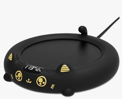 Coffee Tea Candle Soup Mug Cup Fast Heating Warmer with 7 LED Color Lights Cat Wood High Fastest Heating Temperature, Auto Switch for Desk Kitchen for 12 hours