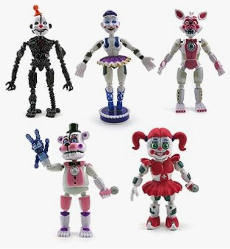 1 - 18 Piece Inspired by Game Five Night Toys Ultimate Custom FNAF Action Figures Sets Bonnie, Orville, Mangle, Chica, and Freddy All Characters