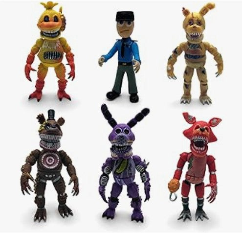 6 - 14 Piece Inspired by Game Five Night Toys Ultimate Custom FNAF Action Figures Sets Bonnie, Orville, Mangle, Chica, and Freddy All Characters