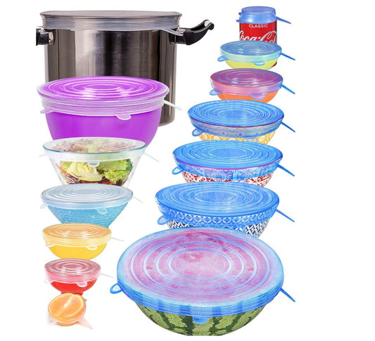 Silicone Stretch Lids 14 Pack Include Size up to 9.8'' Diameter Reusable Eco Friendly Durable Food Storage Covers