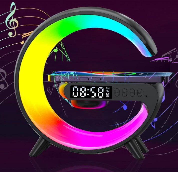 4 in 1 Atmosphere New Intelligent LED Wireless Bluetooth Speaker Alarm Clock I Phone Charger Sleep Assist Smart Sound Music Night Lamp Machine