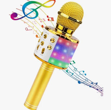 Wireless Bluetooth Karaoke Microphone, 4-in-1 Handheld Mic Speaker for Singing, Karaoke Machine for Phone Android PC, Great Birthday Gifts for Girls Kids Adults for Holiday HalloweenParty,
