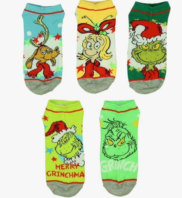 3-6 pair Winter Christmas Grinch Red Green Socks for Men Women, Warm Soft Novelty Crew Socks for Christmas Holiday, Birthday Gift