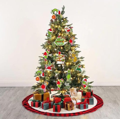 Grinch Green Whoville Christmas Front Door Tree Ornaments and Holiday Lights Decorations