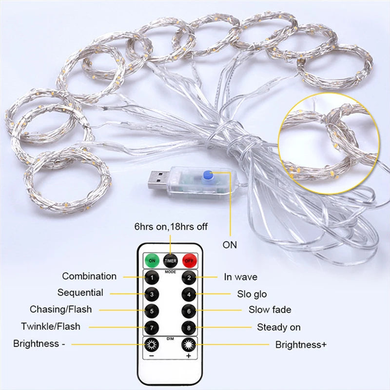 LED USB Home Decor Curtain Remote Control String Lights