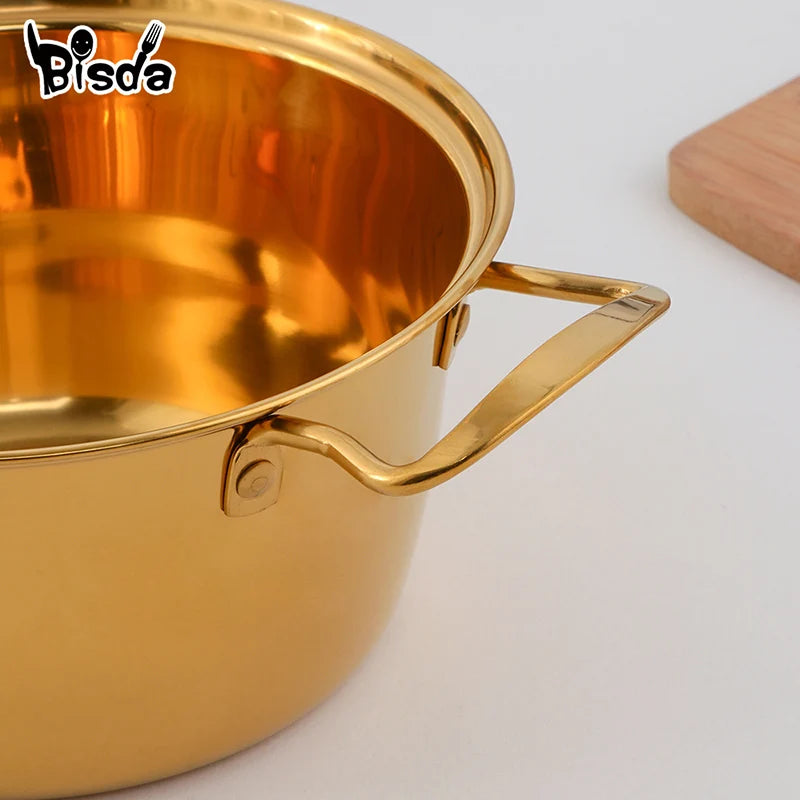 7inch Stainless Steel Gold Rainbow Silver Pots Pans Cookware with Glass Lid