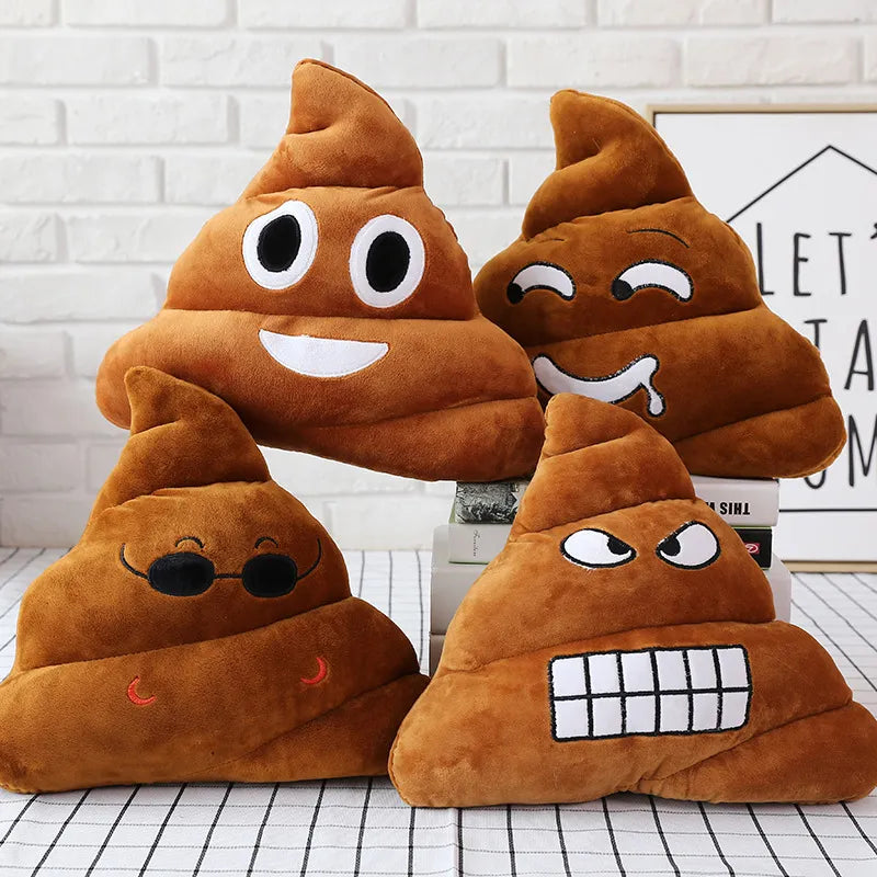 Funny Angry Pink Purple Rainbow Color Poop Emoticon Designed Plush Stuffed Novelty Pillows