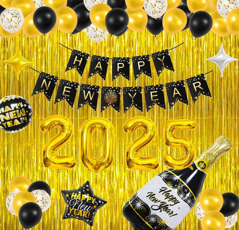 2025 Happy New Years Eve Party Supplies Photo Drop Decorations Kit 50 Pieces