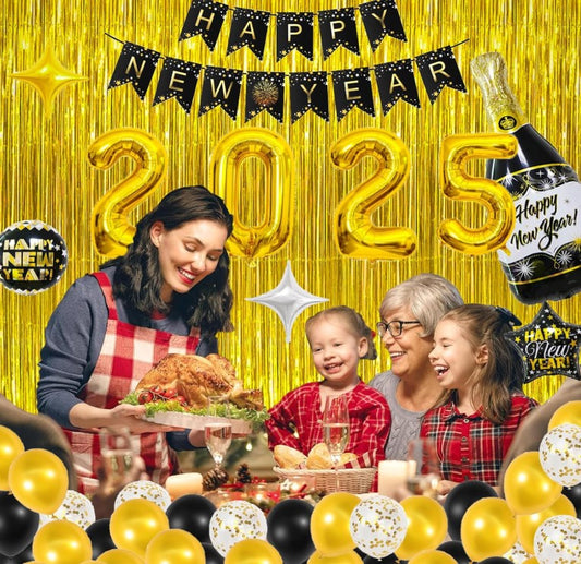 2025 Happy New Years Eve Party Supplies Photo Drop Decorations Kit 50 Pieces