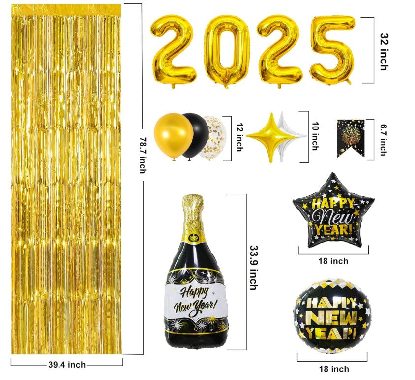 2025 Happy New Years Eve Party Supplies Photo Drop Decorations Kit 50 Pieces