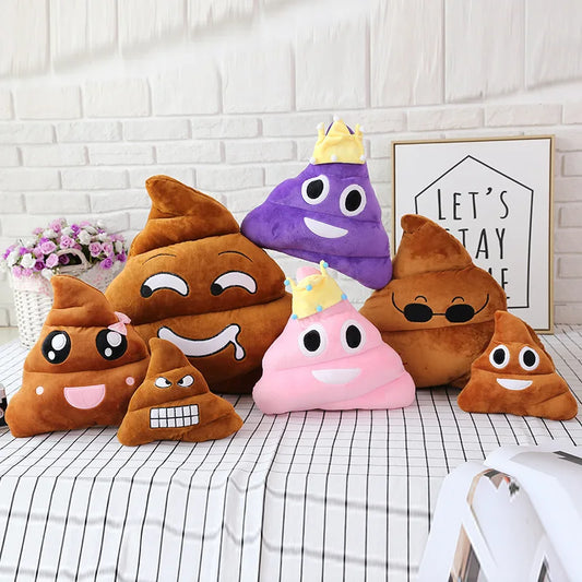 Funny Angry Pink Purple Rainbow Color Poop Emoticon Designed Plush Stuffed Novelty Pillows