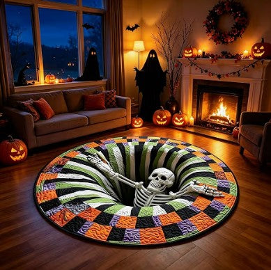 Unique Fun Halloween Holiday Gaming Design Floor Mat Carpet Bedroom Bathroom Home Decor Nonslip Absorbent Neon Indoor Outdoor Front Door Round Rugs