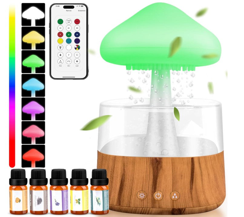 Rain Cloud Aromatherapy Humidifier with Water Drop Sound and 7 Color Led Night Lights