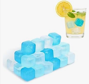 Stainless Steel Silicone Plastic Ice Cubes Reusable Heart Blue White Color Bullet Design Round Balls Chilling Stones with Stainless Steel Tong Set