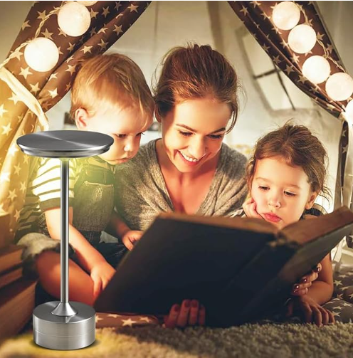 3 Touch Sensor Steel Metal Mushroom Shape Dimmable LED Cordless Desk Table Night Lamp