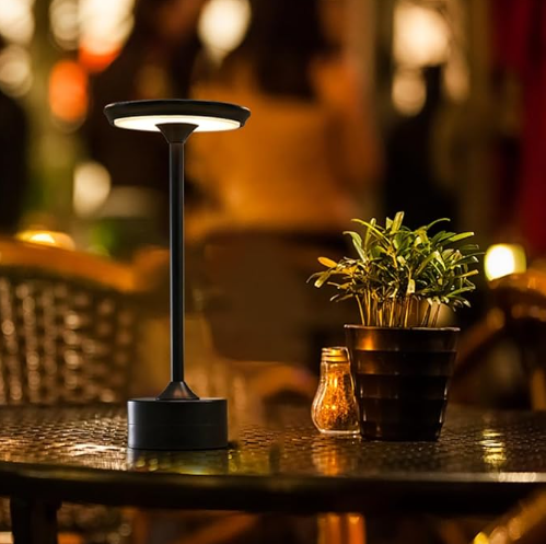 3 Touch Sensor Steel Metal Mushroom Shape Dimmable LED Cordless Desk Table Night Lamp