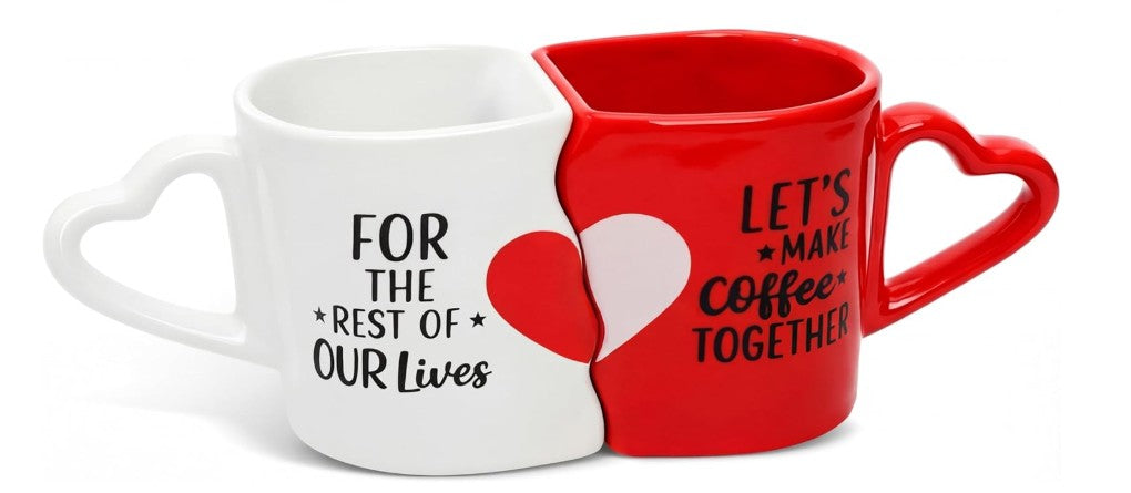 Creative Unique Kissing Face Black Red Blue White Silver Ceramic Coffee and Teacup Mug with Saucer and Spoon Set