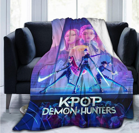 K Pop Demon Slayer Cartoon Blanket for Girls Boys, Lightweight Flannel Throw Blanket Room Decor Bedding Gifts for Women & Gaming Fans (50"x40", Style 1)