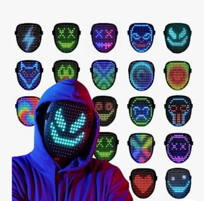 LED Mask Light Up Mask Unisex Light Up Luminous Digital Glow Mask with Gesture Sensing Halloween LED Lighted 50 Face Transforming Patterns for Costume Cosplay Party Rave Dj