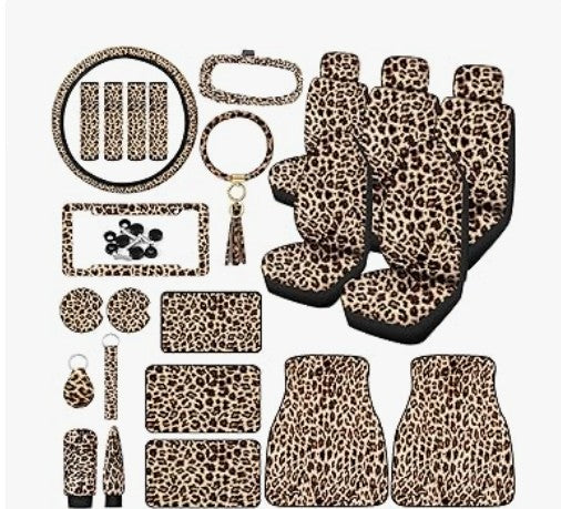 6 -24 Pack Leather Universal Front Back Auto Seat Waterproof Protectors Covers Sets with Matching Interior Accessories