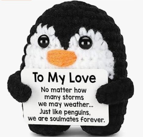 Handmade Crochet Funny Positive Message Small Love Duck Bear Potato Picke emotional Support Crochet Toys for Mother's Day Birthday Valentine Gifts