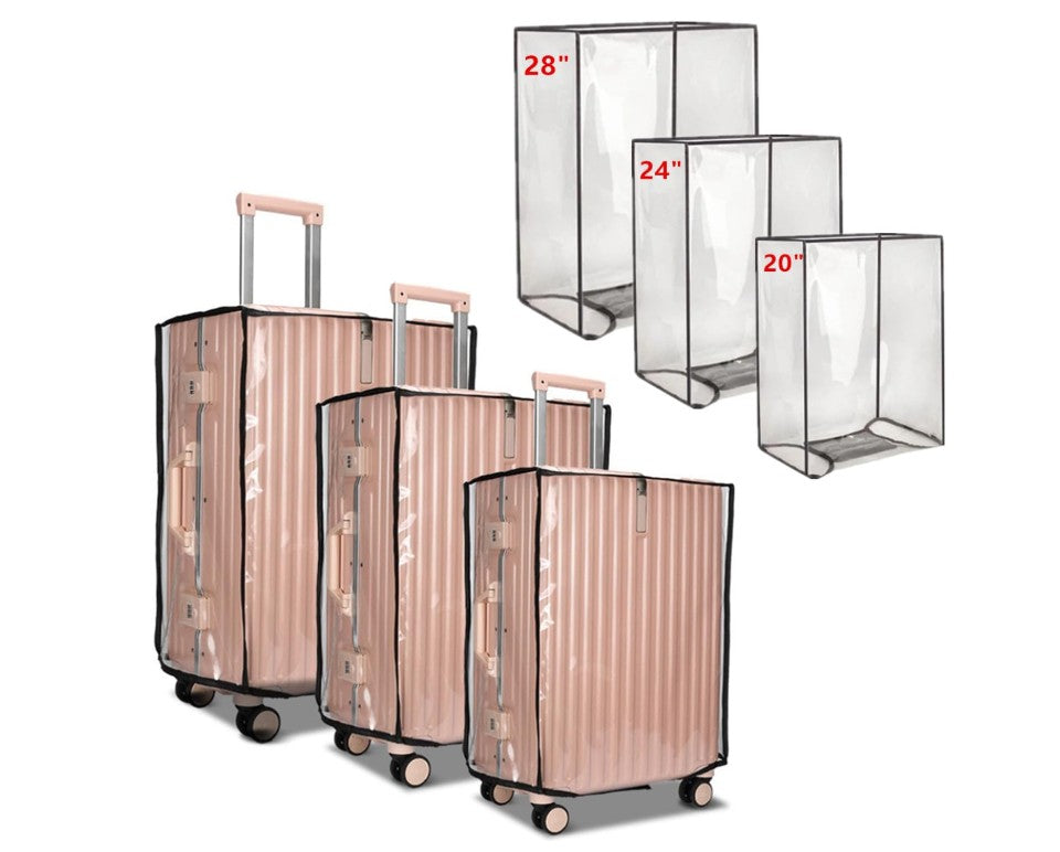 3PCS Clear Leopard Colorful Black PVC Luggage Covers Protectors Thicken Transparent Waterproof Suitcase for Travel Airplane