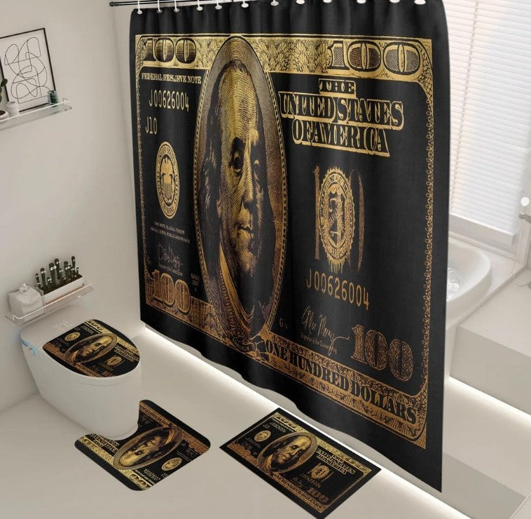 Creative $100 Dollar Bill Money Pink Black Green Non-Slip Floor Bedroom Bathroom Kitchen Long Runner Carpet Rug for Home Decor Size Small Medium Large