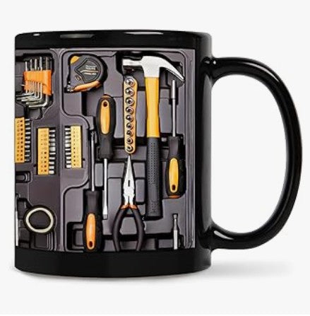 Unique V8 Engine Tools Tires Spark Plug Diesel Fuel Designed Coffee Tea Mug for Car Enthusiasts, 3D Metal Mechanical Design, Stainless Steel, Novelty Gift for Mechanics and Car Truck Fans