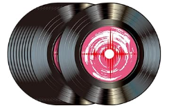 Musical Theme Vinyl Record Table Place Mats and Coasters for Dining Food and Drinks