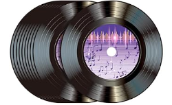 Musical Theme Vinyl Record Table Place Mats and Coasters for Dining Food and Drinks