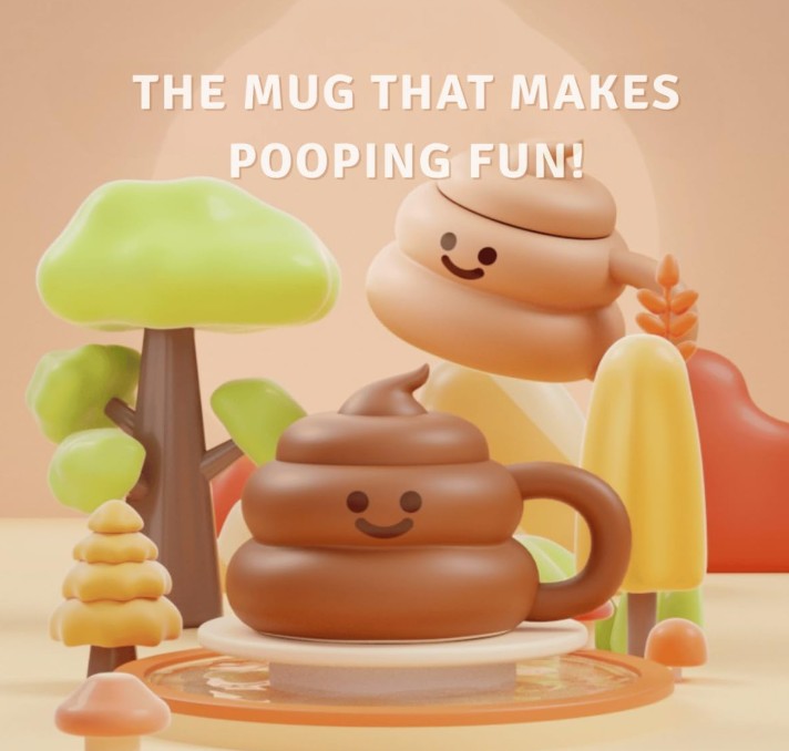 Funny Odd Ceramic Gag Gift Novelty Poop Toilet Donut Coffee Teacups Mug, 12-24 fluid ounces