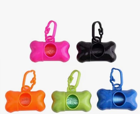 Colorful Bone Glow in the Dark Shape Waste Bag Dispenser Bullet Bone Poop Grenade Case Bag Holders for Pets with Bags and Flashlight for Safety