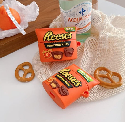 Air Pod Protective Silicone Snack Candy Cookie Coke Reeses Takis Bubble Gum 3D Design Cases with Keychain