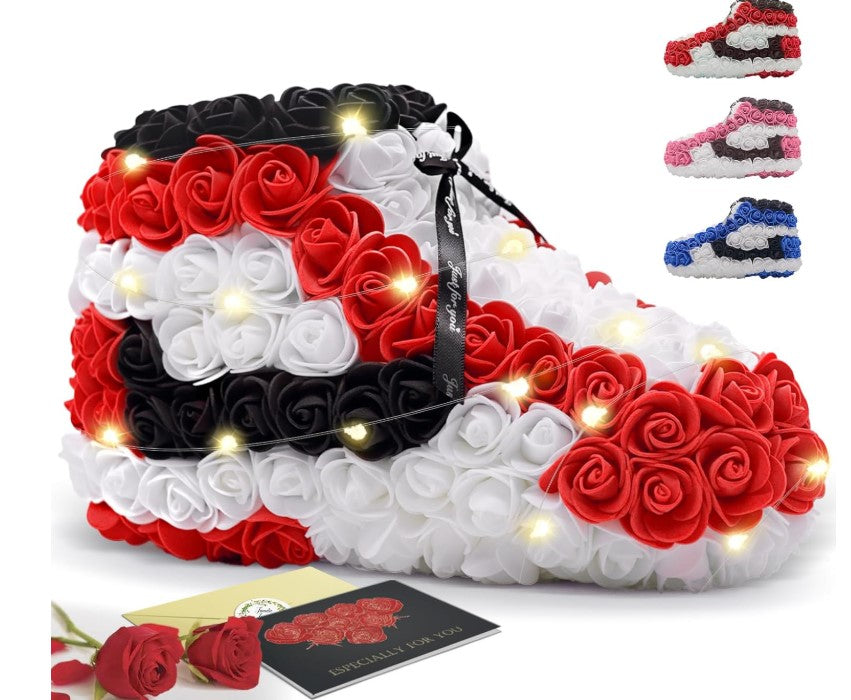 Unique Handmade Valentine Romantic Red Rose Shoe Sneakerhead Birthday Present for Him Her Women Men Fathers Gifts