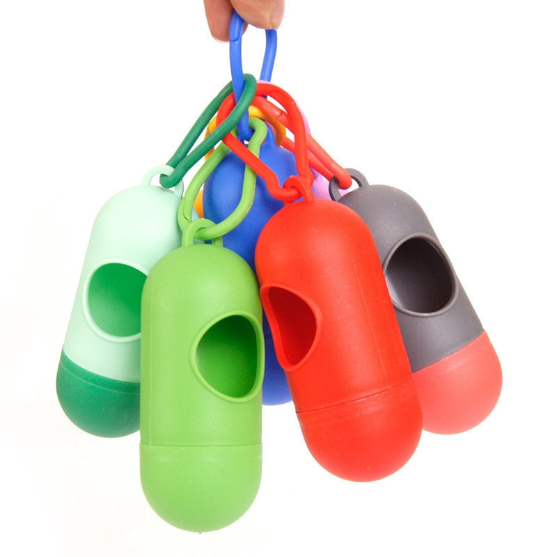 New Colorful Waste Bag Dispenser Bullet Bone Poop Grenade Case Bag Holders for Pets with Bags and Flashlight